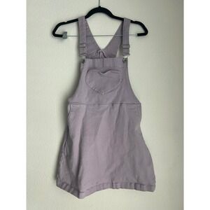Black Heart Pastel Purple Heart Pocket Denim Overall Dress Cute Romper